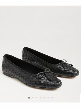 Sam Edelman Black Woven Leather Ballet Flats with Bow